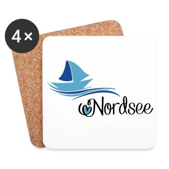 Nordsee Design mit Segelboot - Untersetzer (4er-Set) - Weiß - Vorne