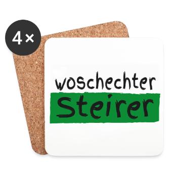 Woschechter Steirer, Steiermark, Mundart, Dialekt - Untersetzer (4er-Set) - Weiß - Vorne