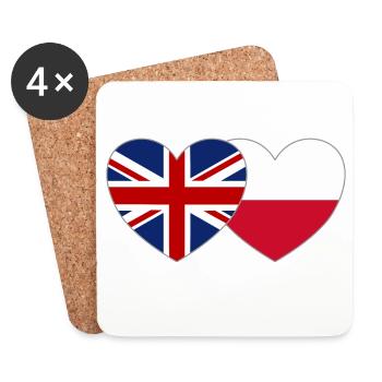 Grande-Bretagne Pologne Drapeau Coeur - Dessous de verre (lot de 4) - blanc - Devant