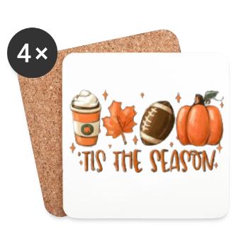 Autumn Season Coffee Pumpkin Ball - Coasters (set of 4) - white - Front