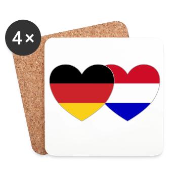 Germany Holland Flag Heart - Coasters (set of 4) - white - Front