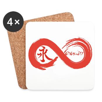 Unendliches Symbol und Ewigkeit auf Japanisch (rot) - Untersetzer (4er-Set) - Weiß - Vorne