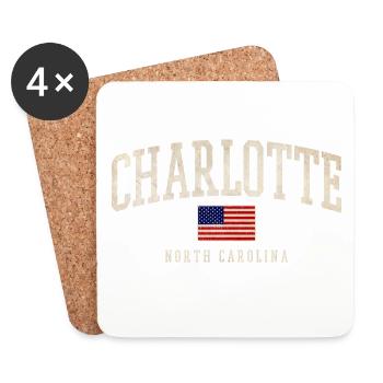 Charlotte, Caroline du Nord, États-Unis, design - Dessous de verre (lot de 4) - blanc - Devant
