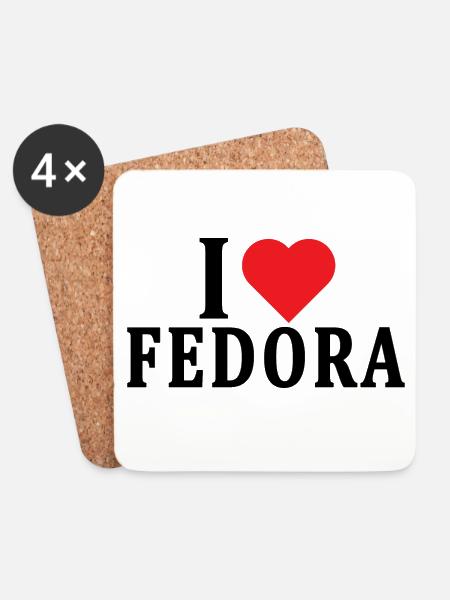 T-Shirt Ich liebe Fedora Geschenk T-Shirt - Untersetzer (4er-Set) - Weiß