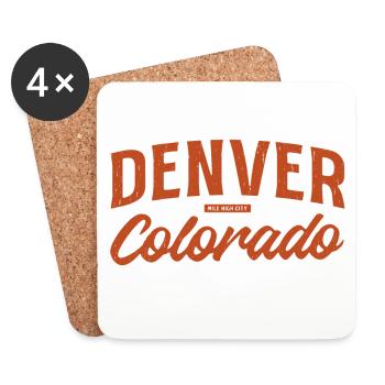 Denver Colorado Retro Script Logo - Untersetzer (4er-Set) - Weiß - Vorne