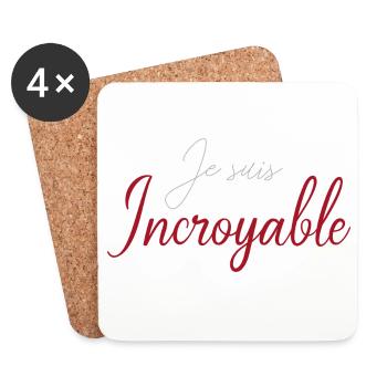 Je suis Incroyable Script Rouge - Dessous de verre (lot de 4) - blanc - Devant