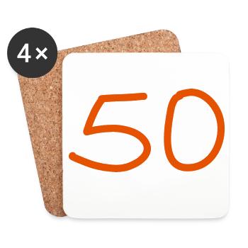 50th birthday fifty number oranges - Coasters (set of 4) - white - Front