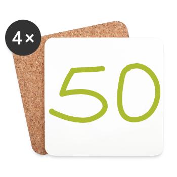 50th birthday fifty number green - Coasters (set of 4) - white - Front