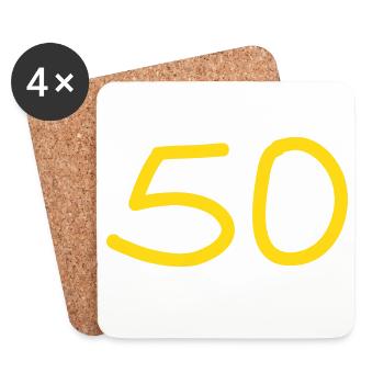 50th birthday fifty yellow number - Coasters (set of 4) - white - Front