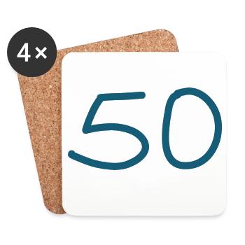 50th birthday fifty blue number - Coasters (set of 4) - white - Front