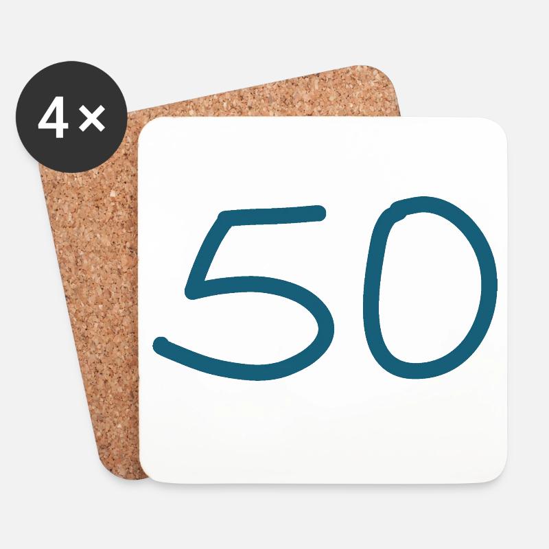 50.Geburtstag fünfzig blaue Zahl - Untersetzer (4er-Set) - Weiß