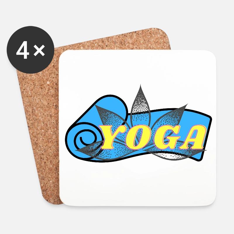 Yoga Lotus Neon Retro - Untersetzer (4er-Set) - Weiß