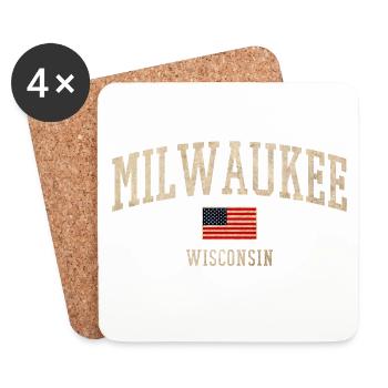 Milwaukee Wisconsin Vintage Banner - Untersetzer (4er-Set) - Weiß - Vorne