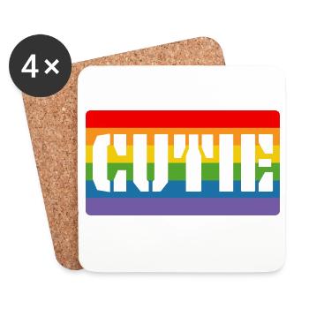LGBTQ Rainbow Tshirt Cutie LGBT lgbtqi queer - Coasters (set of 4) - white - Front
