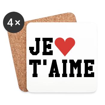 Je T'aime - Untersetzer (4er-Set) - Weiß - Vorne