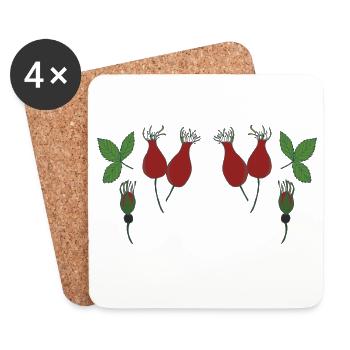 Rosehip in the forest - Coasters (set of 4) - white - Front