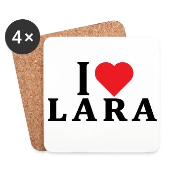 t-shirt I love Lara t-shirt gift idea - Coasters (set of 4) - white - Front