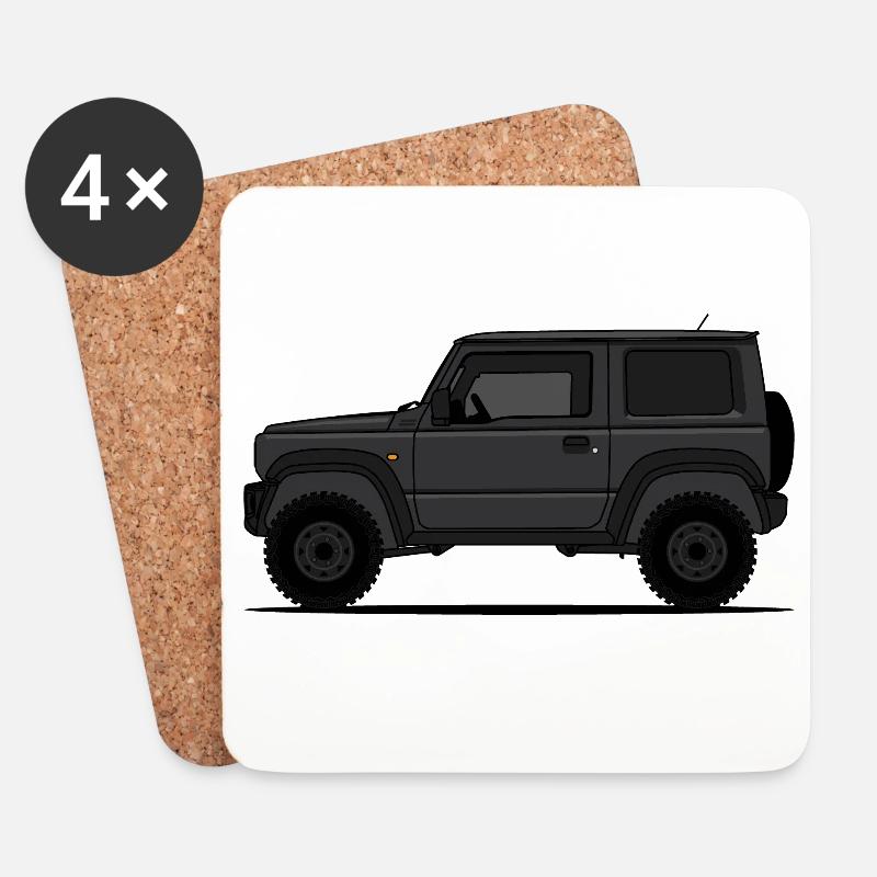 Jimny Schwarz - Untersetzer (4er-Set) - Weiß