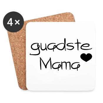 guadste Mama - beste Mama, Österreichischer Dialek - Untersetzer (4er-Set) - Weiß - Vorne