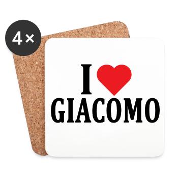 T-Shirt I love Giacomo T-Shirt Geschenkidee - Untersetzer (4er-Set) - Weiß - Vorne