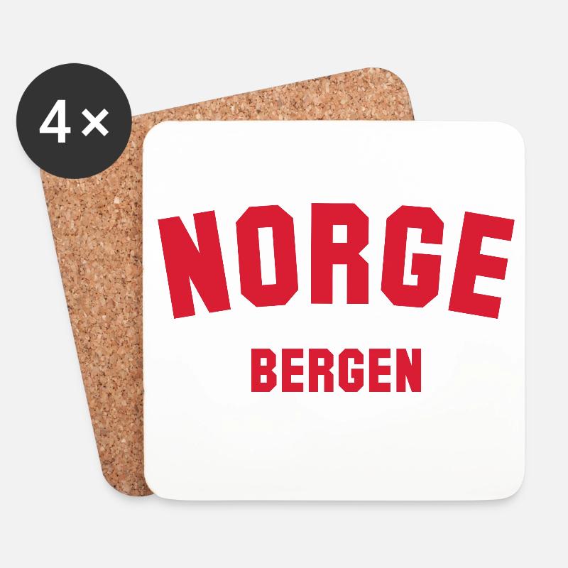 BERGEN, Norway Norwegen Norge - Untersetzer (4er-Set) - Weiß