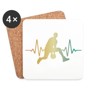 Herzschlag Basketball EKG Puls - Untersetzer (4er-Set) - Weiß - Vorne