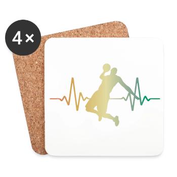 Heartbeat Basketball Pulse ECG - Dessous de verre (lot de 4) - blanc - Devant