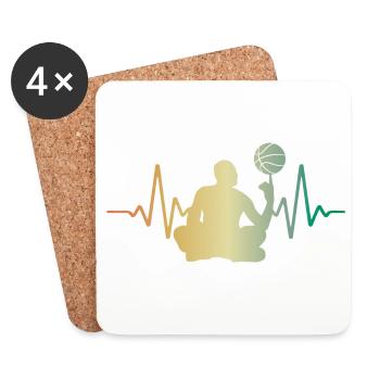 Heartbeat Basketball Pulse ECG - Dessous de verre (lot de 4) - blanc - Devant