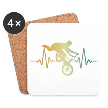 Heartbeat BMX Heart Rate ECG - Coasters (set of 4) - white - Front
