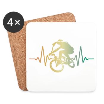 Heartbeat BMX Pulse ECG - Coasters (set of 4) - white - Front