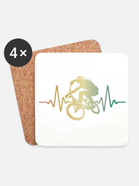 Herzschlag BMX Puls EKG - Untersetzer (4er-Set) - Weiß