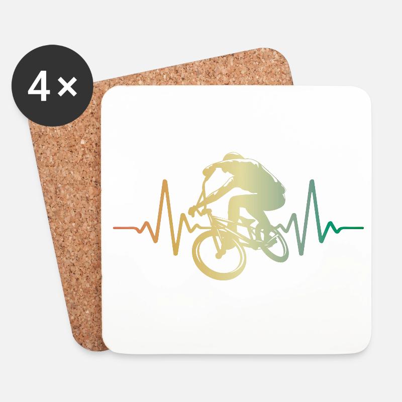 Herzschlag BMX Puls EKG - Untersetzer (4er-Set) - Weiß