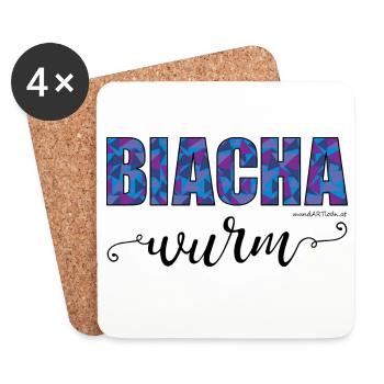 Biachawurm - Bücherwurm, Österreichischer Dialekt - Untersetzer (4er-Set) - Weiß - Vorne