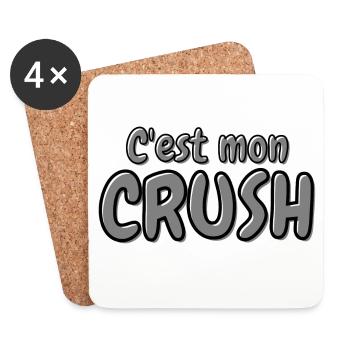 C'est mon crush, crush, béguin - Dessous de verre (lot de 4) - blanc - Devant