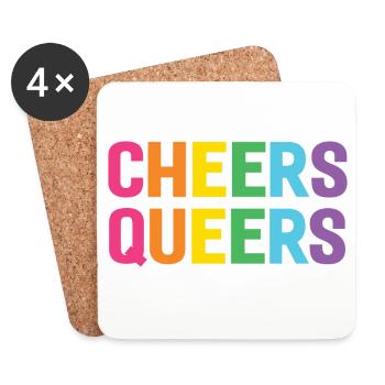 LGBTQ Cheers Queers - Coasters (set of 4) - white - Front