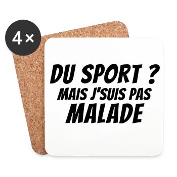 sport, sport humour, no sport - Dessous de verre (lot de 4) - blanc - Devant