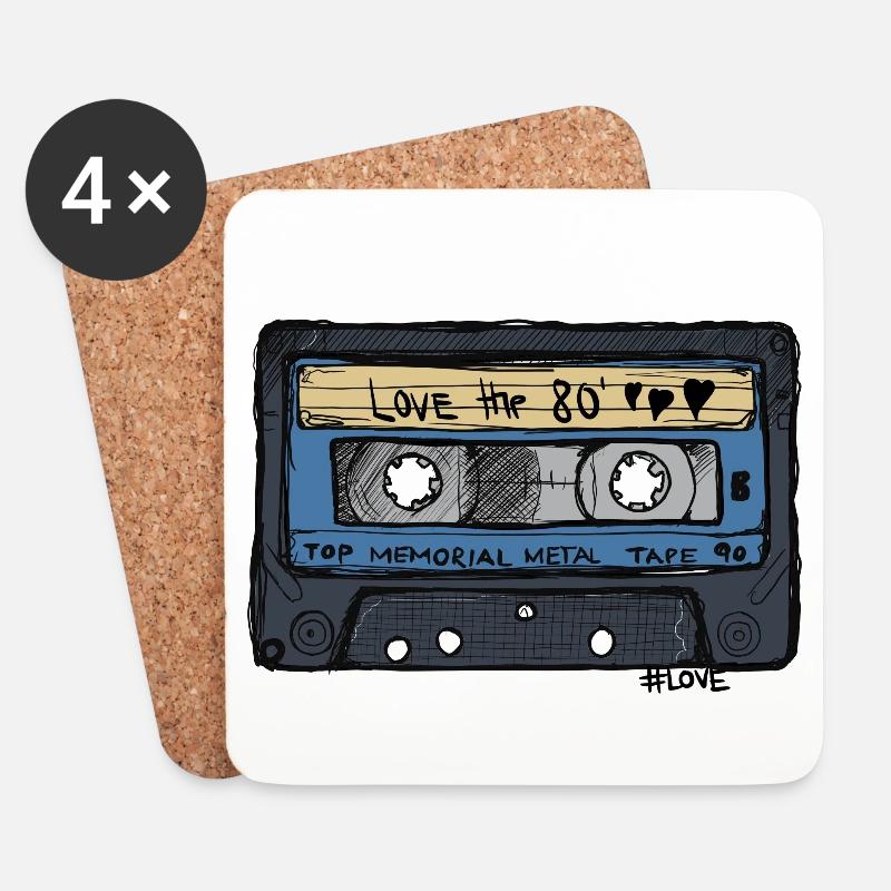 80´s Mix - Kassette mit den Love The 80s Tracks - Untersetzer (4er-Set) - Weiß
