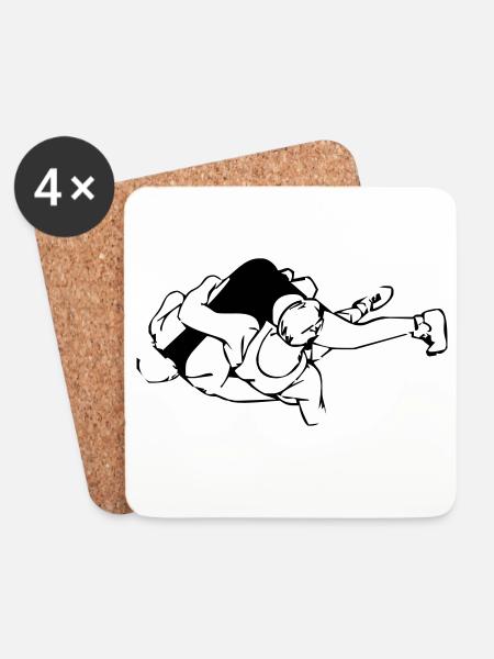 Wrestler - Coasters (set of 4) - white