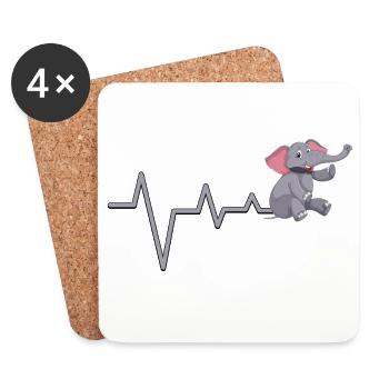 Elephant Heartbeat Cute Design - Coasters (set of 4) - white - Front