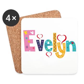 Personalized Evelyn Name - Coasters (set of 4) - white - Front