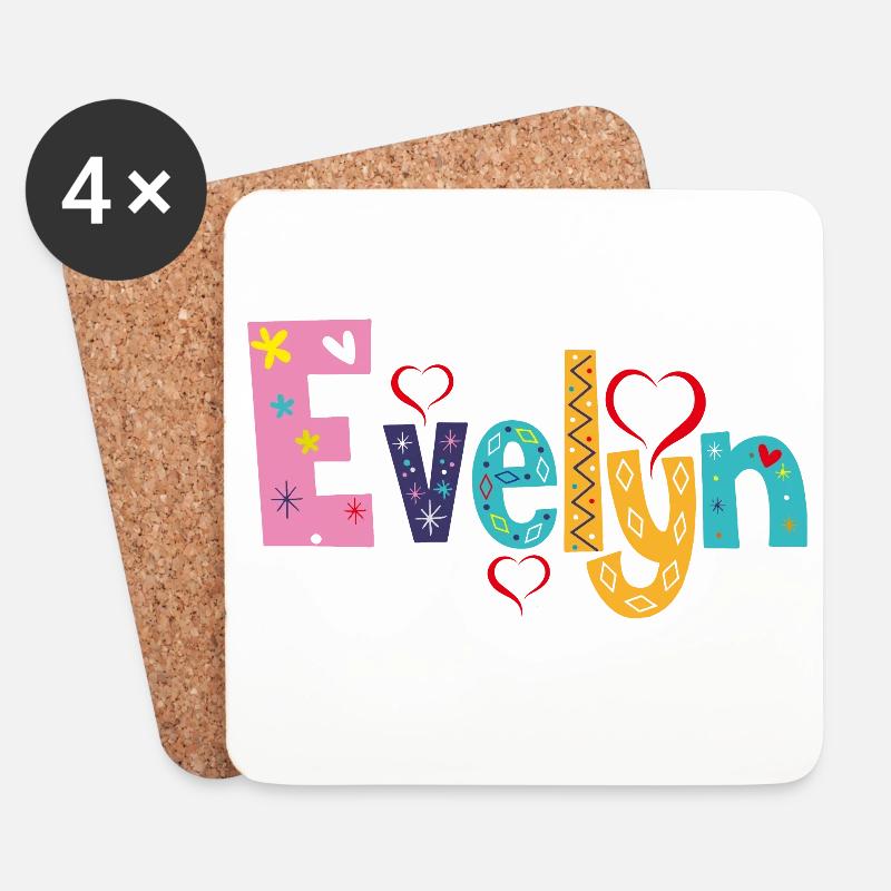 Personalisierter Evelyn-Name - Untersetzer (4er-Set) - Weiß