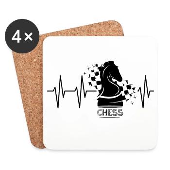 Schach knight flagge puls Herzschlag Pferd Symbol - Untersetzer (4er-Set) - Weiß - Vorne