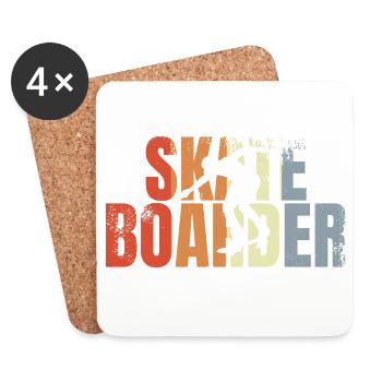 Retro Skateboarder - Coasters (set of 4) - white - Front