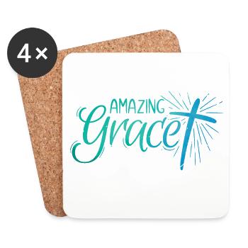Amazing Grace Lettering - Untersetzer (4er-Set) - Weiß - Vorne