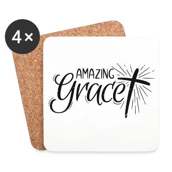 Amazing Grace Lettering - Untersetzer (4er-Set) - Weiß - Vorne
