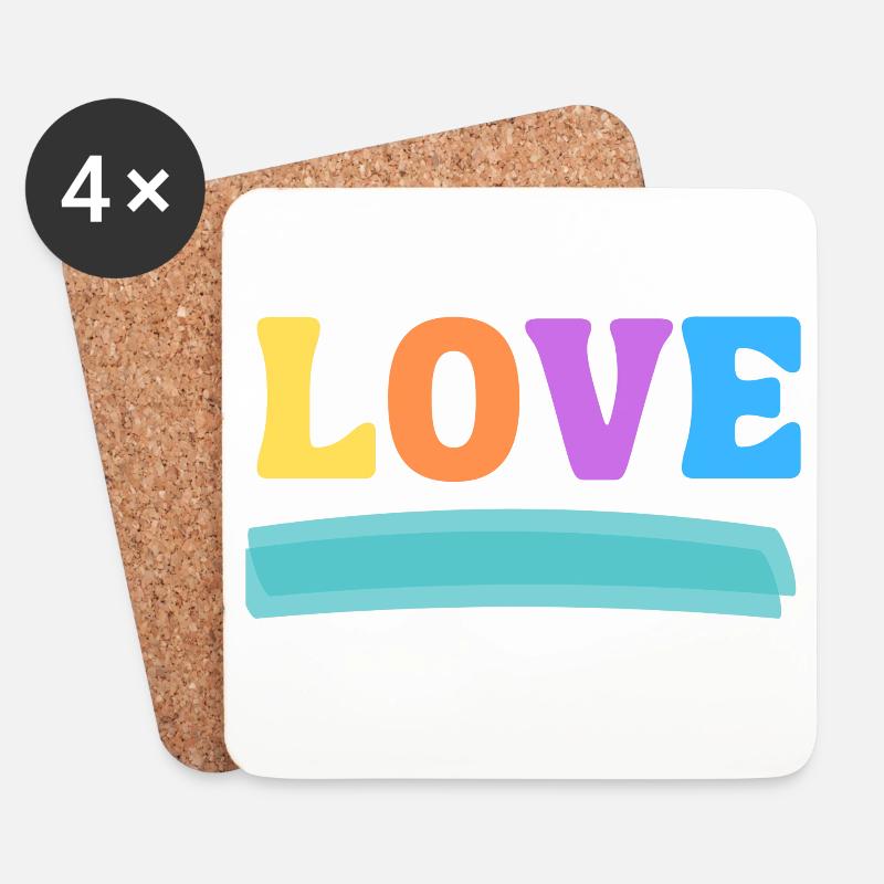 LOVE bunt - Untersetzer (4er-Set) - Weiß