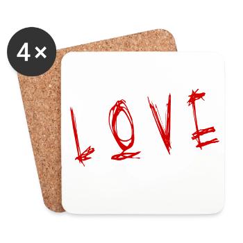 VALENTINSTAG. Junggesellinnenabschied. ICH LIEBE DICH. ICH LIEBE DICH. LIEBE - Untersetzer (4er-Set) - Weiß - Vorne