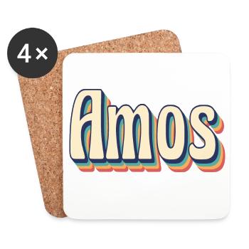 Vintage rétro Amos T-Shirt T-Shirt idée cadeau - Dessous de verre (lot de 4) - blanc - Devant