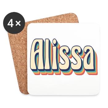 Alissa t-shirt rétro vintage t-shirt idée cadeau - Dessous de verre (lot de 4) - blanc - Devant