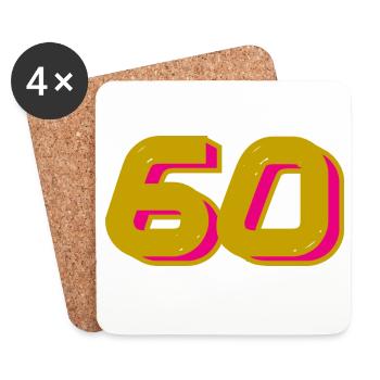 60. 60 YEARS. 60th ANNIVERSARY. 60TH BIRTHDAY. - Coasters (set of 4) - white - Front